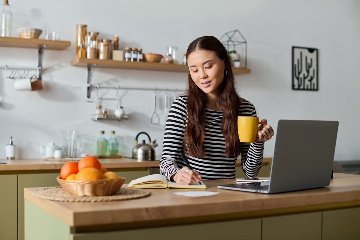Travel advisor planning her day in a home office